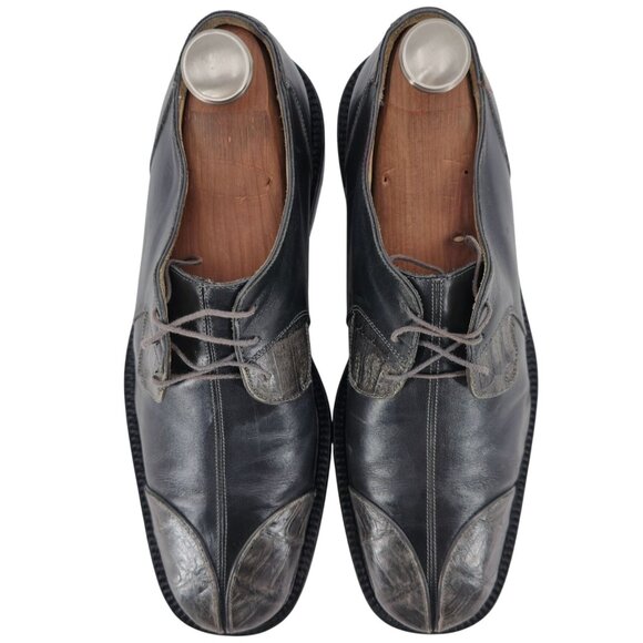 Vintage Belvedere Florence Exotic Crocodile Leather Gray Dress Shoes 11M Oxfords - Picture 9 of 12